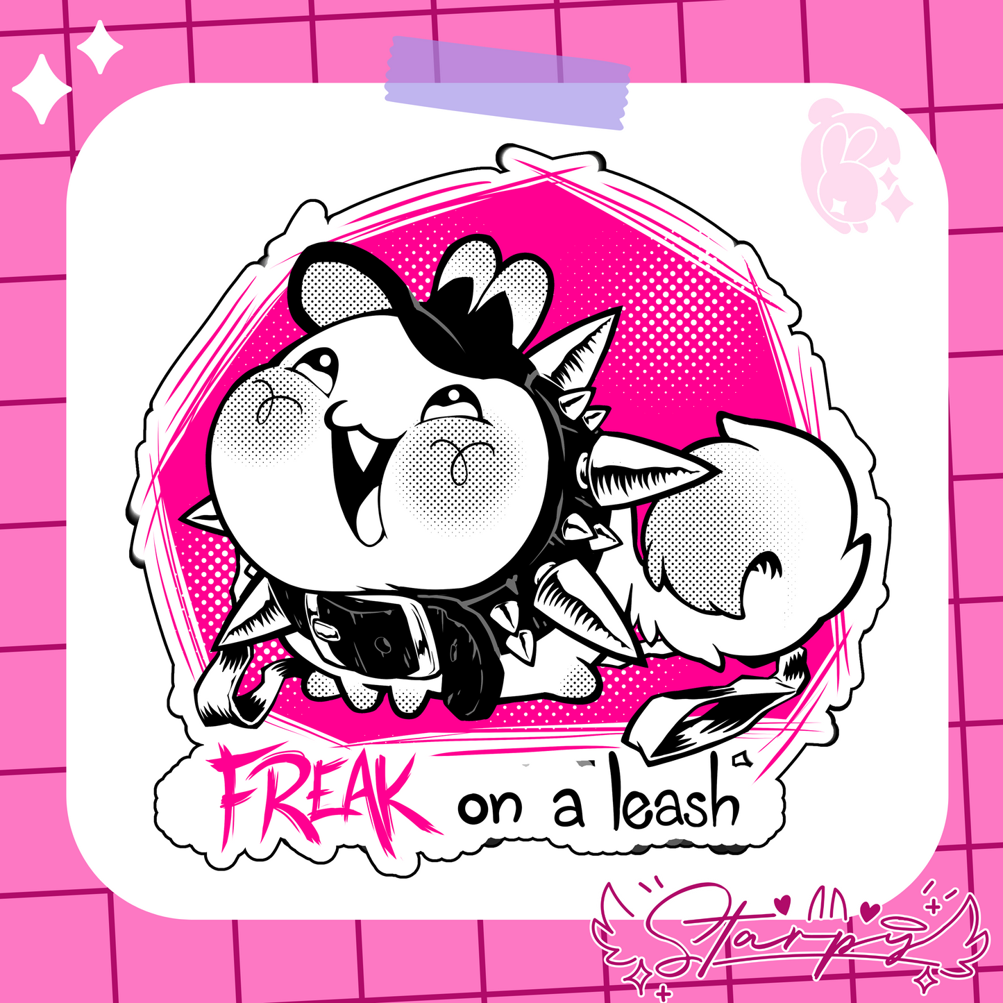 Freak On A Leash AmiBun Sticker Clear BW