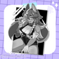 Hayes Clear Black & White Waifu Sticker