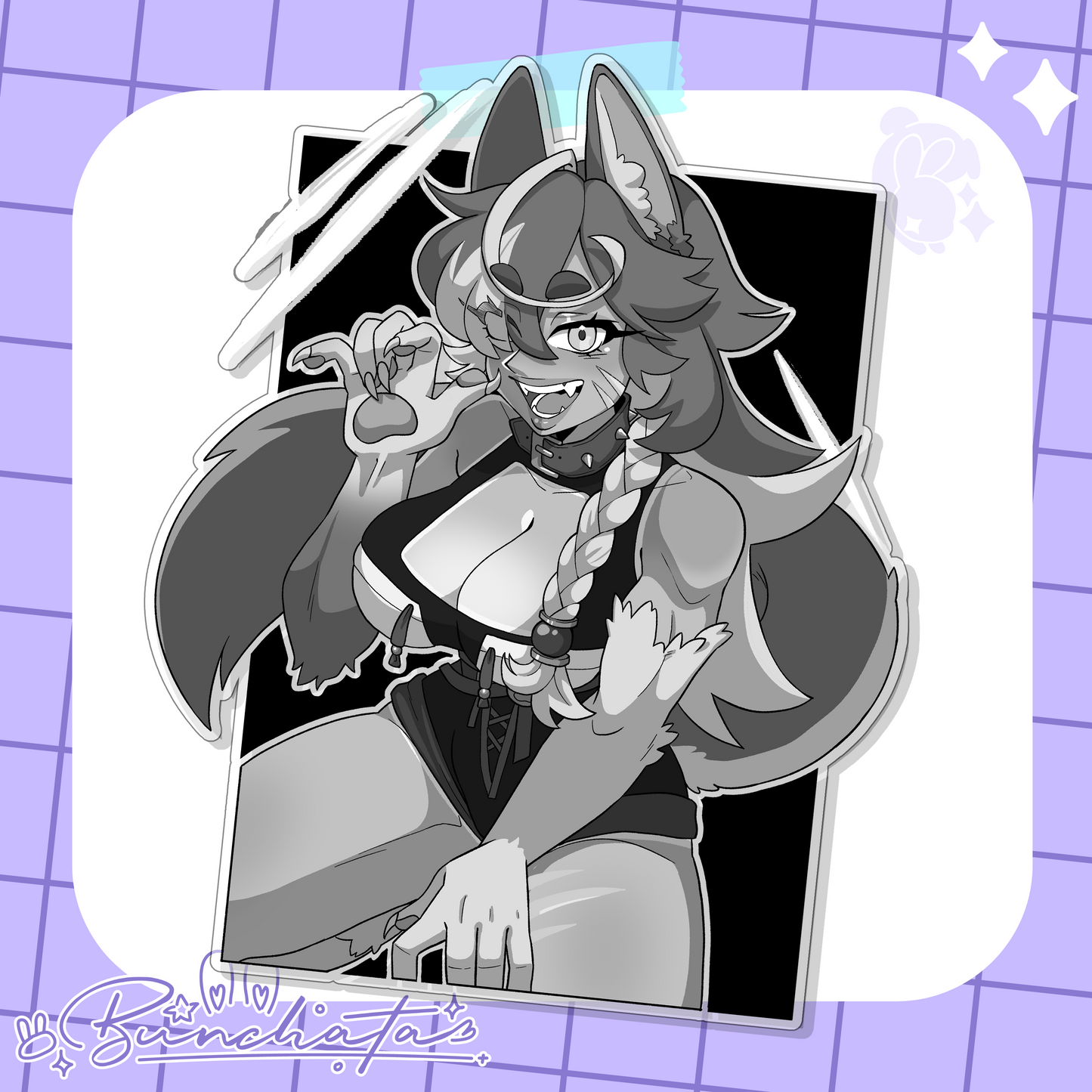 Hayes Clear Black & White Waifu Sticker