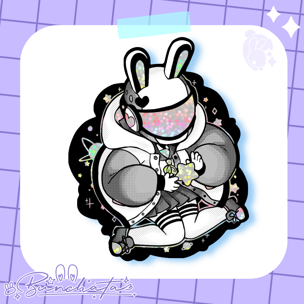Astro Bunny Girl Holographic Sticker