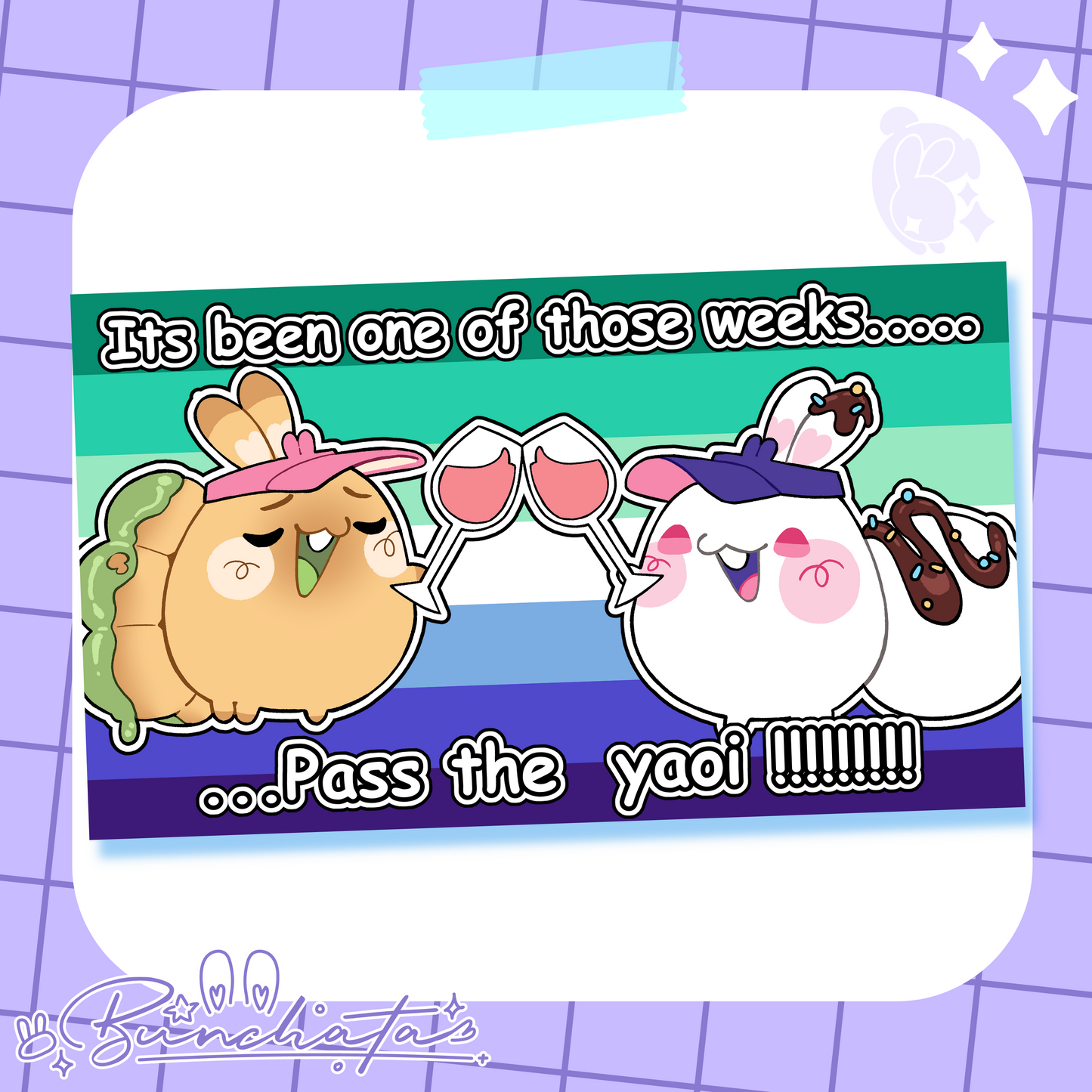 Pass The Yaoi, Amibuns!! Holographic Glitter Sticker