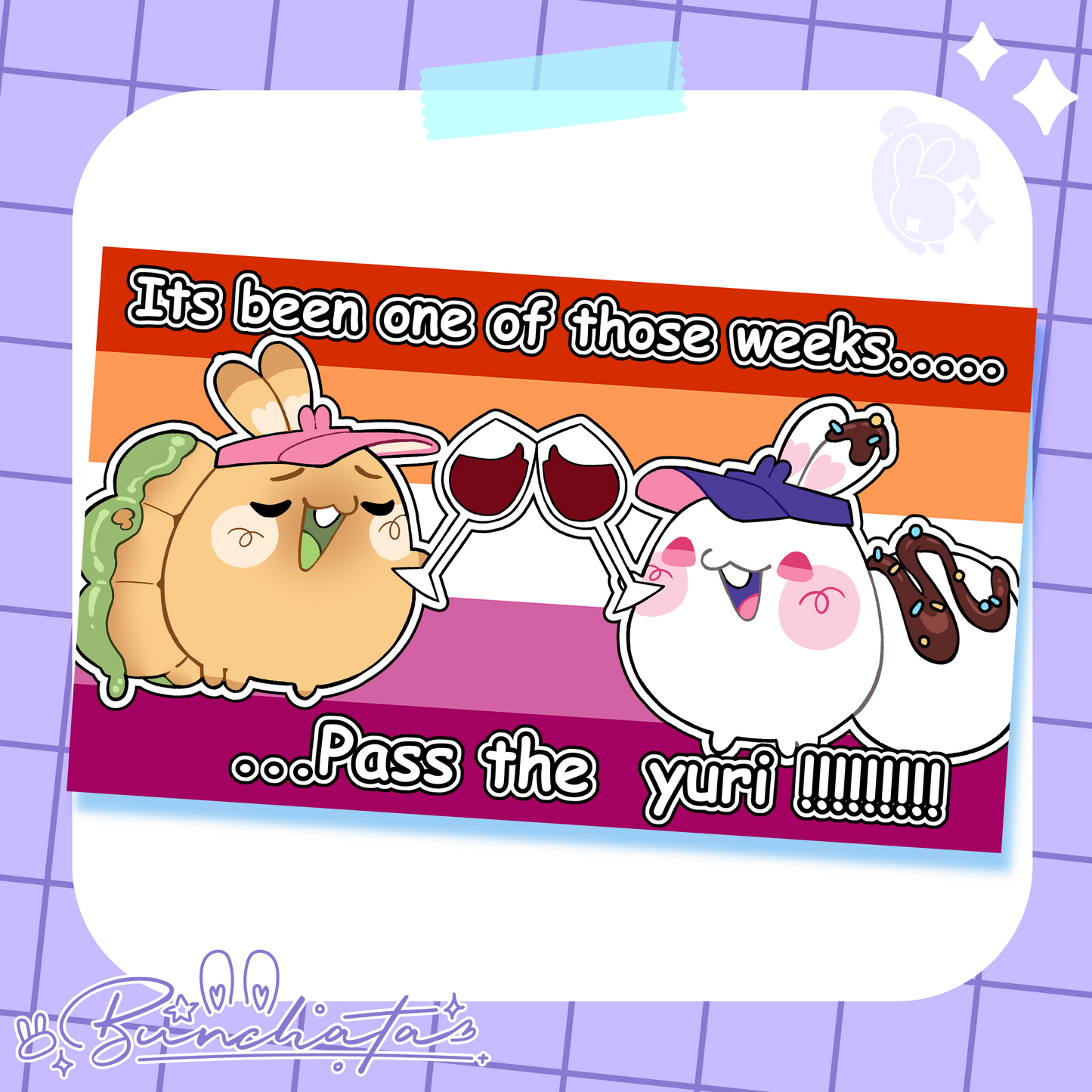 Pass The Yuri, Amibuns!! Holographic Glitter Sticker