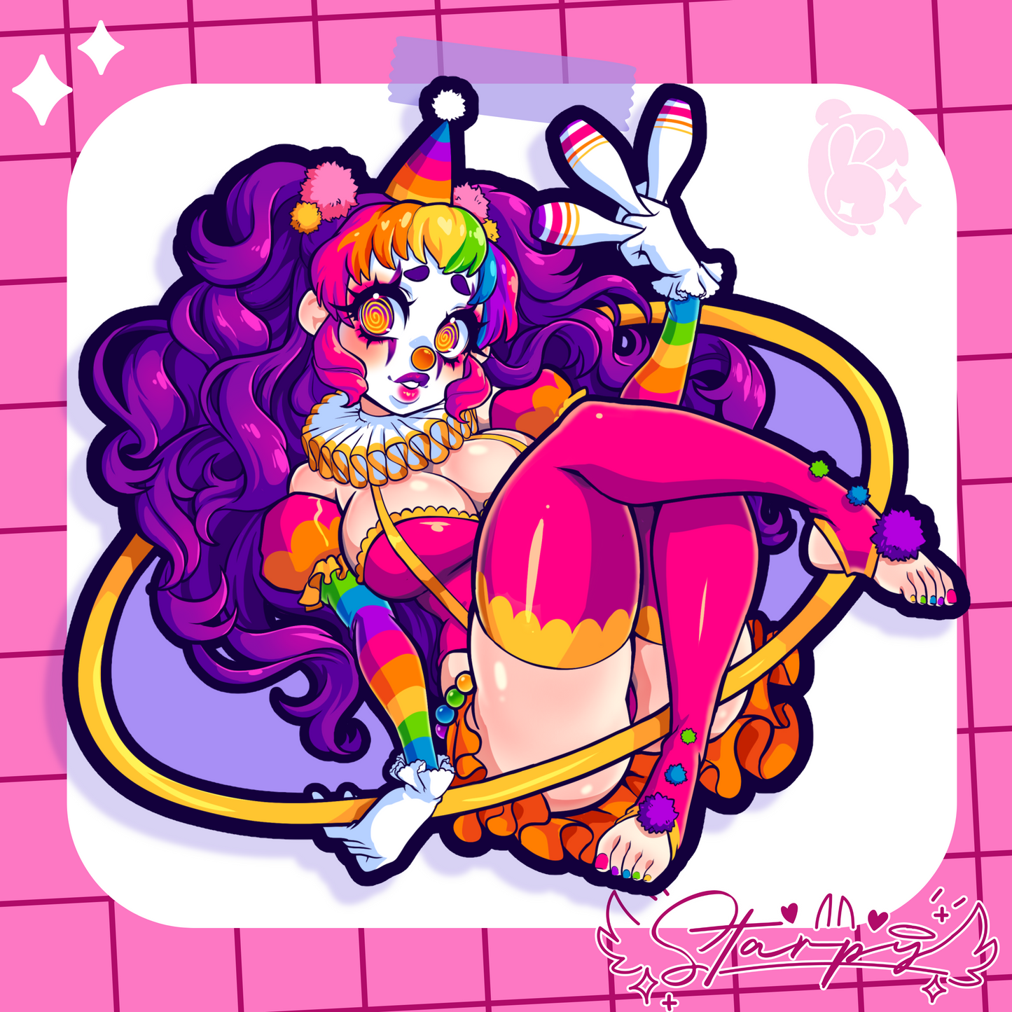 Clown Girl Pin Up Sticker