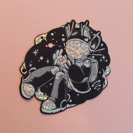 Astro Cat Girl Holographic Sticker